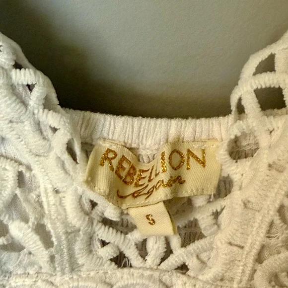 Rebellion Again Crochet Bodice Blue Floral Maxi Dress Festival Boho Country - Picture 4 of 8